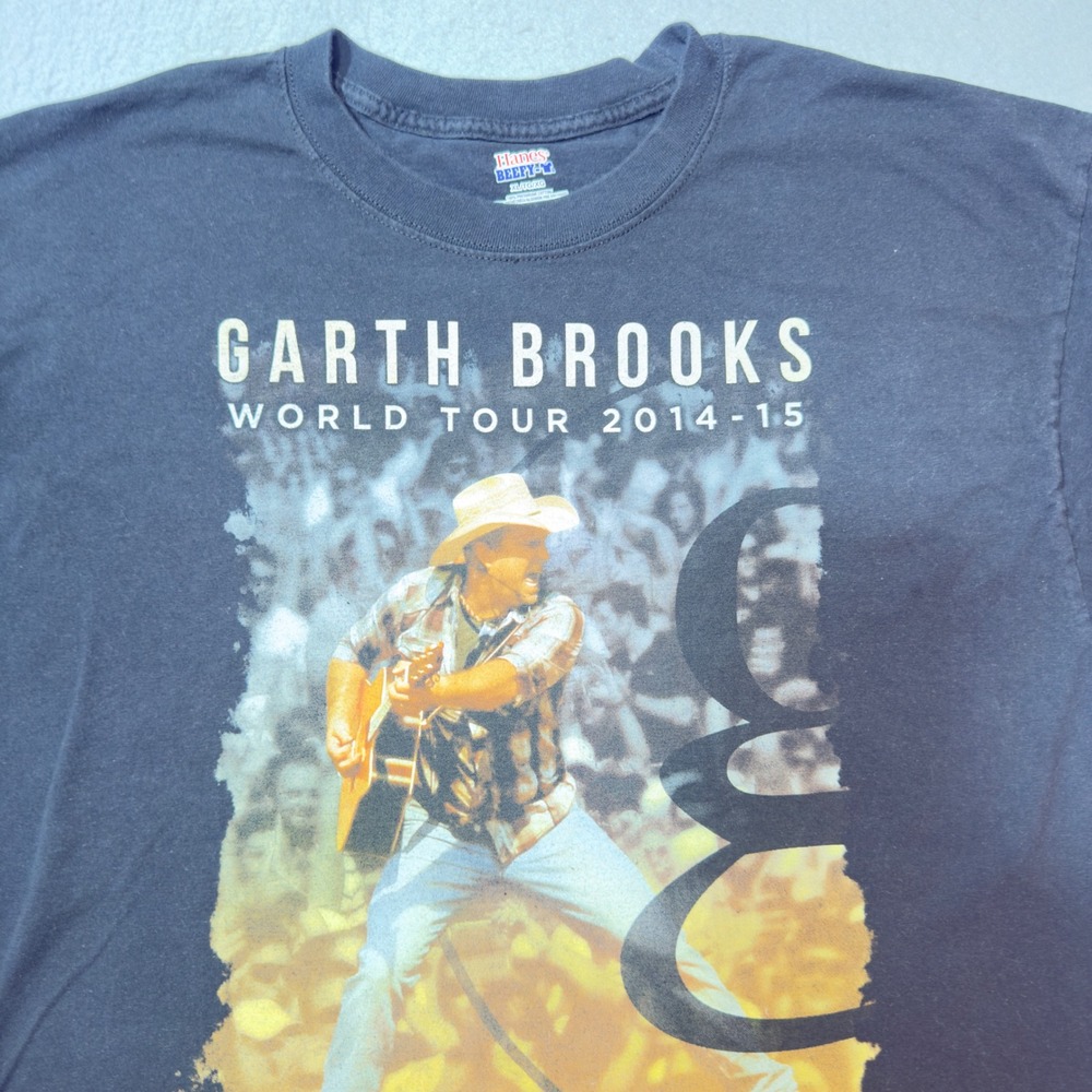 Hanes Garth Brooks World Tour 2014-15 Men XL Black Good Graphic‎ T-Shirt